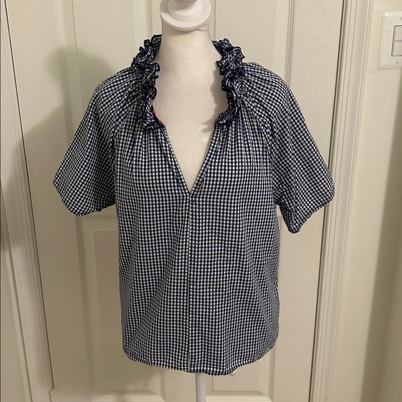 A Shirt Thing Margot Shirt in Navy Gingham Plaid Size P/S - Picture 6 of 11
